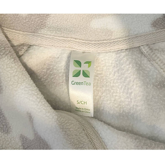 🛍️ Green Tea Cream/Brown Camo Fleece Pullover Womens Size S - Picture 2 of 9